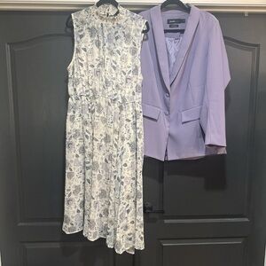 Torrid Blue and White Patterned Midi Dress and Blazer